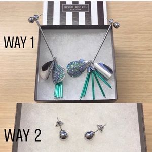 Henri Bendel silver studs / drop earrings NWB